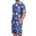 thumbnail image 4 of Leidass Mens Halloween Pajama Set Short Sleeve Sleepwear Lounge Set Crew Neck Tee and Shorts Casual Homewear Two Piece Outfit Sky Blue 3XL, 4 of 7