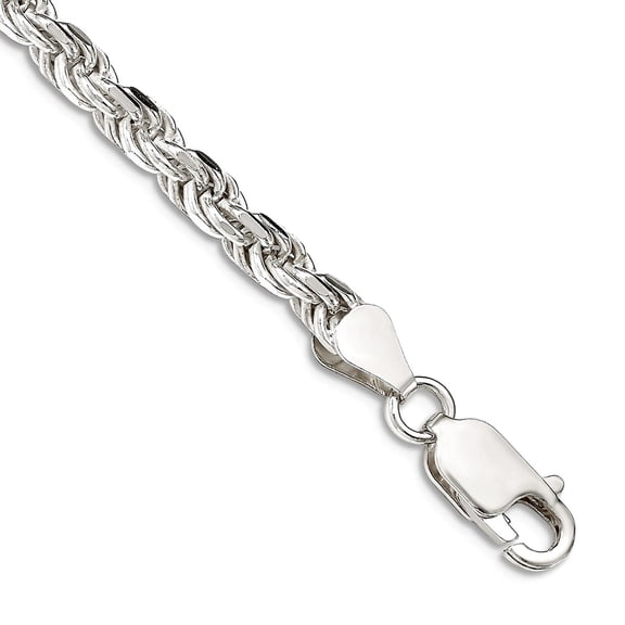 925 Sterling Silver 4.25mm Sparkle-Cut Rope Chain Ankle Bracelet 10 Inch Anklet for Women and Men