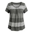 thumbnail image 7 of Lumistal Plus Size Women Summer Tops Thin Breathable Casual T-Shirts Striped Blouse Short Sleeve Top Basic Tee Fashion Leisure Tshirt for Women Going Out Tops XL-5XL Grey XXXXL, 7 of 7