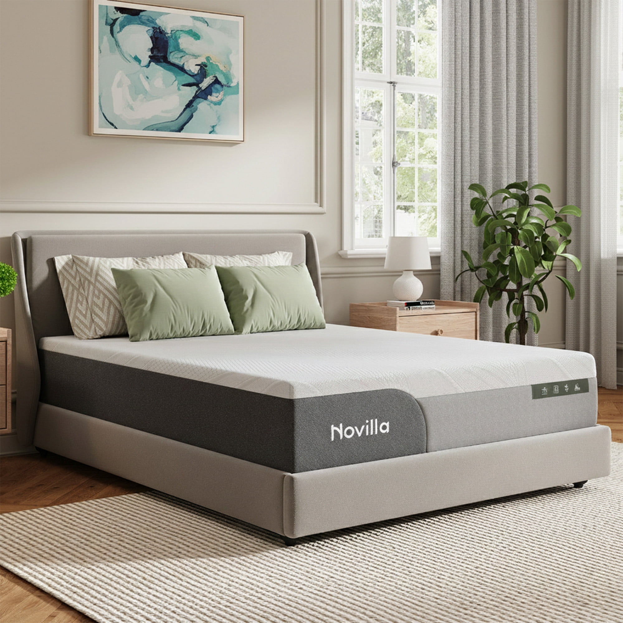 Novilla GreyZen 12 inch Full Medium Gel Memory Foam Mattress,Adult