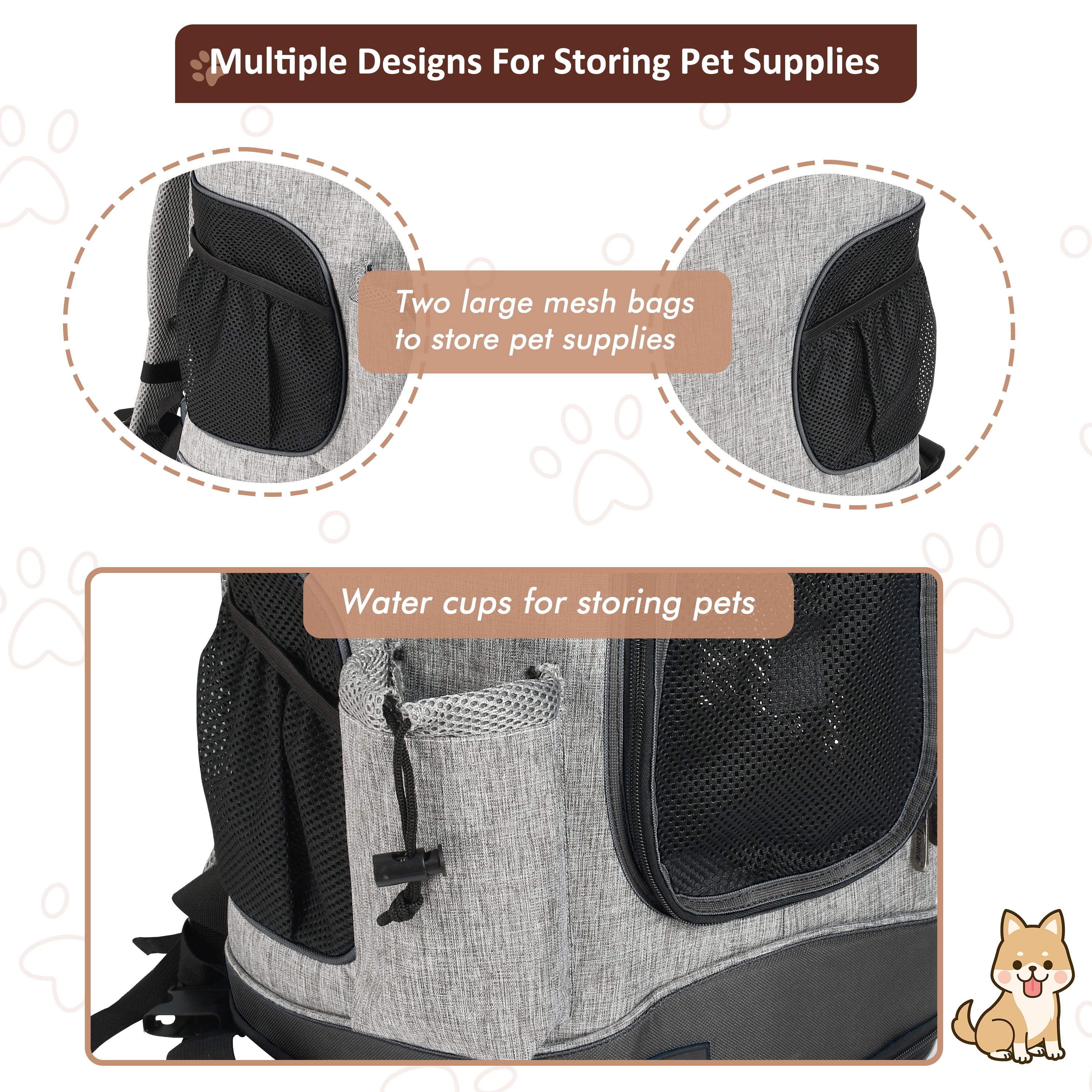 Medium Pet Travel Backpack Carrier for Dogs Cat Animal Puppy, Breathable Mesh Net Removable Sherpa Bed Outdoor Carrier f