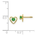 thumbnail image 3 of Auriga Fine Jewelry 14K Yellow Gold 3mm Emerald Birthstone Heart Stud Earrings for Women, 3 of 6