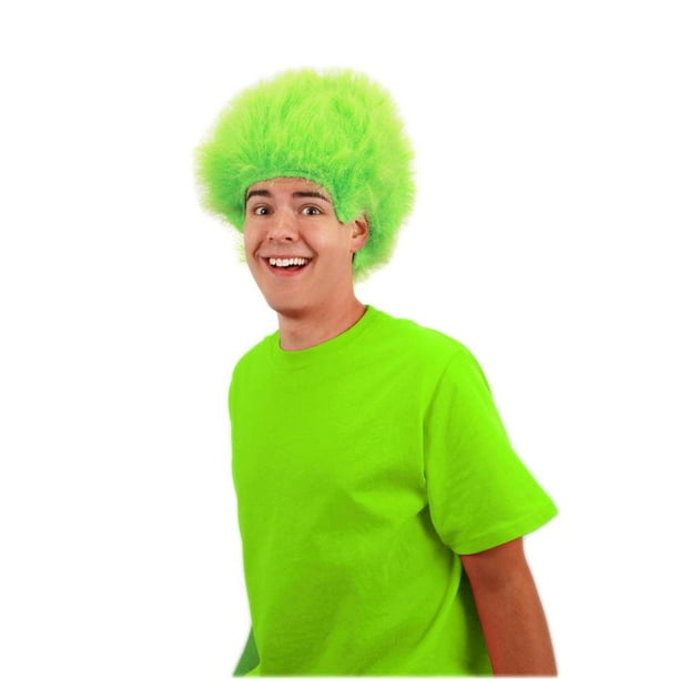 Lime Green Fuzzy Costume Wig Adult