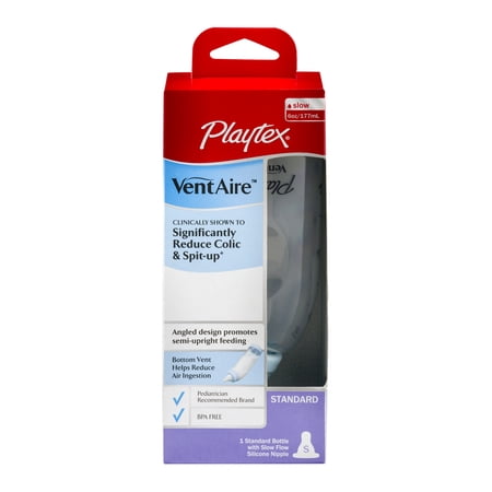 Playtex VentAire Standard Bottle Slow Flow Silicone Nipple, 1.0 CT