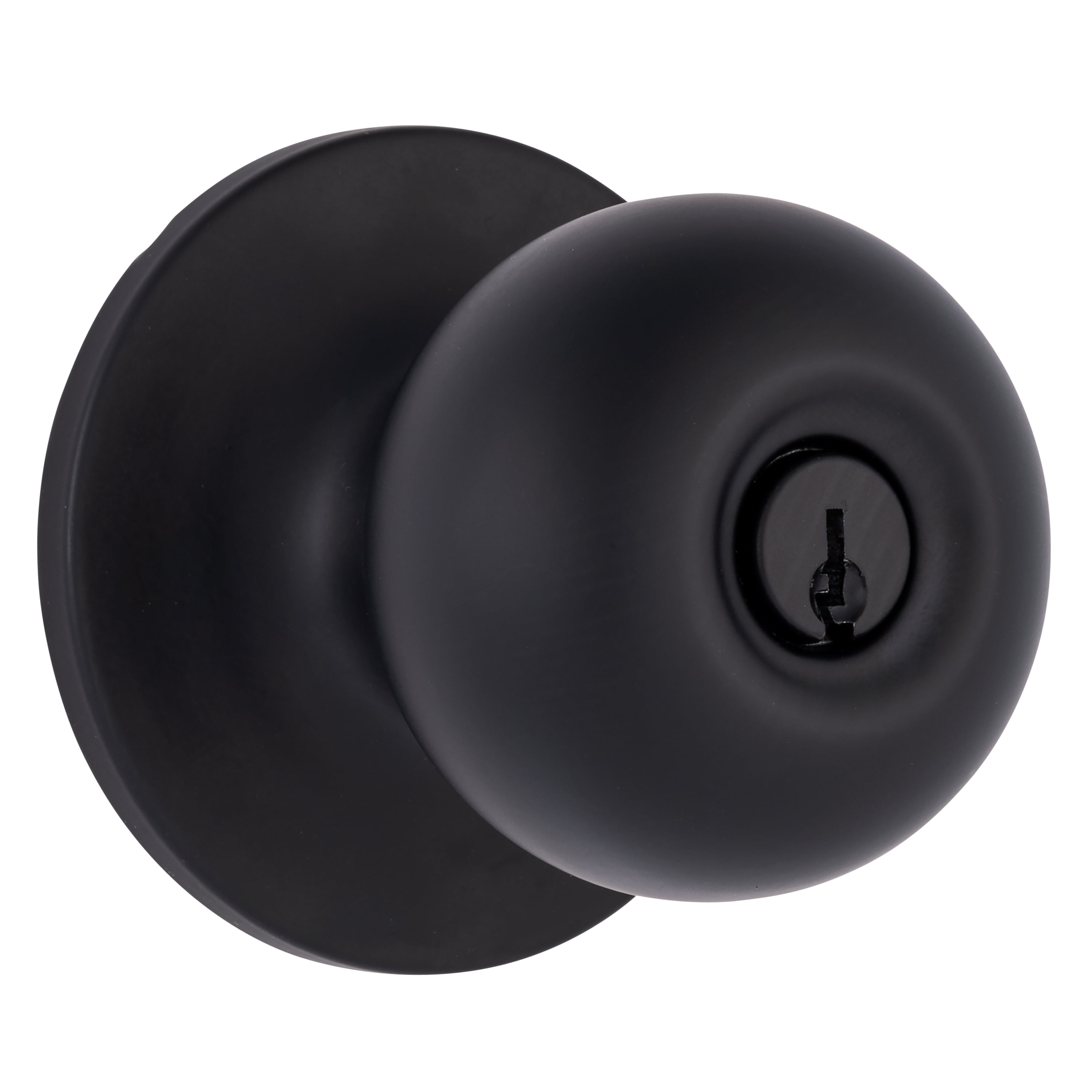 (2 pack) Brinks Keyed Entry Classic Ball Style Doorknob, Matte Black Finish