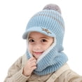 thumbnail image 1 of Kids Winter Neck Warmer Hat Knitted Plush Children Toddlers Kniting Warm Ear Protection Cap Coffee, 1 of 10