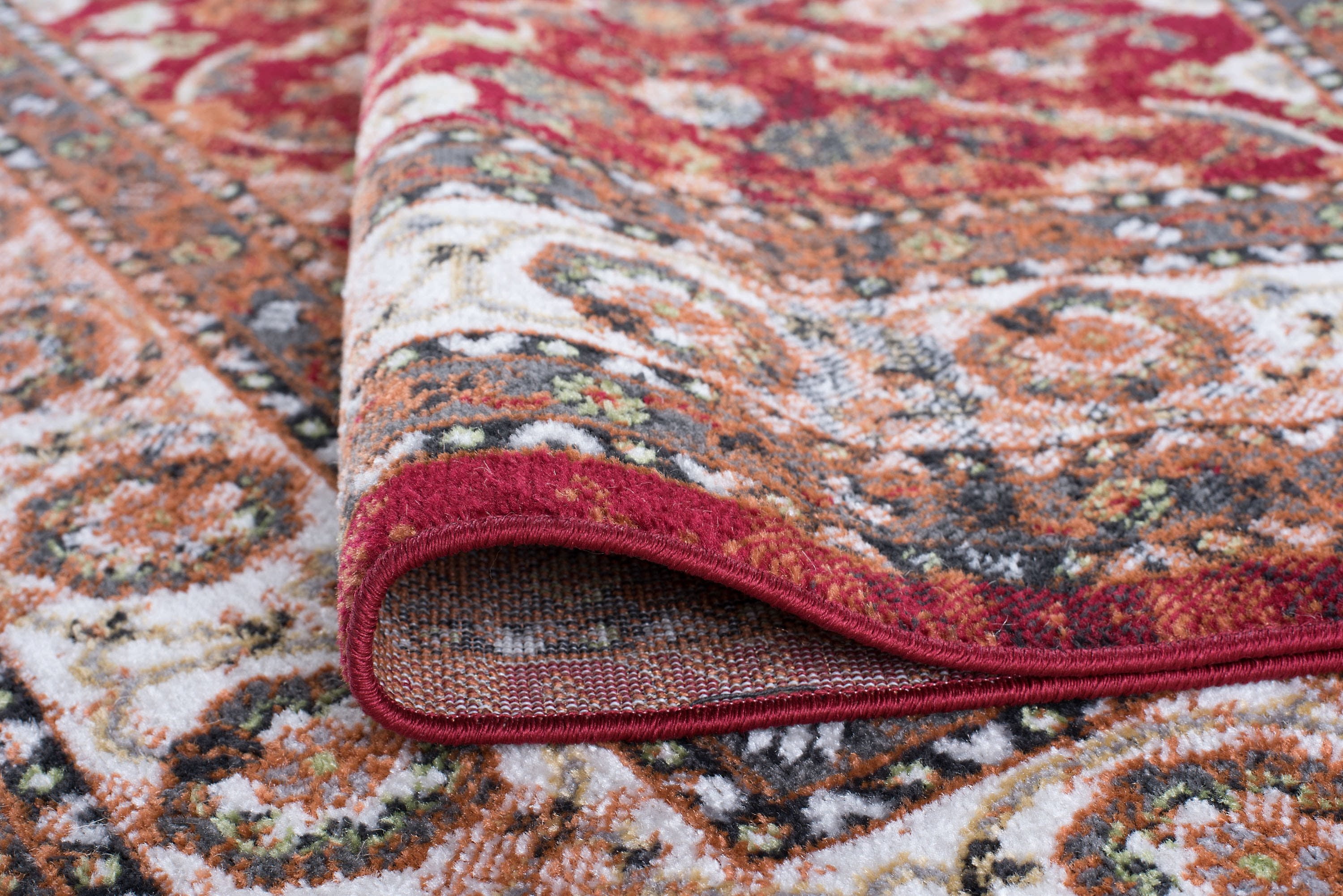 Traditional 2x3 Area Rug (2' x 3') Oriental Red, Cream Indoor Scatter Easy to Clean