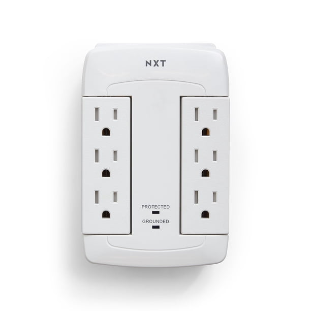 NXT Technologies 6-Outlet 2 USB Swivel Wall Tap 900 Joules NX54322 ...