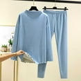 thumbnail image 2 of Ltctricy Women's Plus Size Velvet Pajamas Fleece Warm Long Sleeve Mock Neck Sleepwear Pj Sets 2 Piece Lounge Sets(Light Blue,Large), 2 of 3