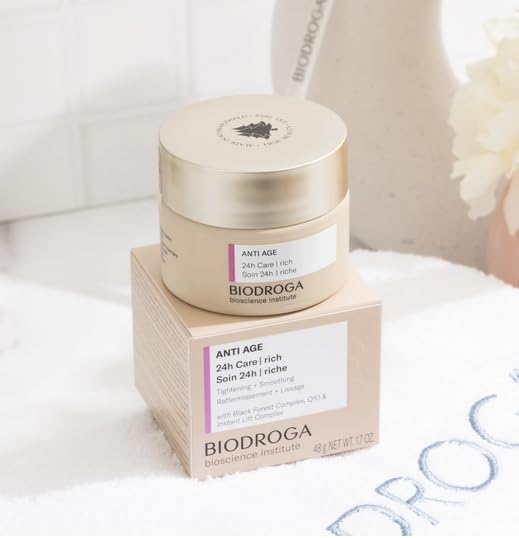 Biodroga Anti Age 24h RICH Face Cream (1.7 oz)- Firming, Smoothing, Anti Wrinkle, Lifting - with Instant Lift Complex & Q10 - NO Fragance, Colouring, Silicons, Mineral Oil, Parabens, Gluten, Lactose