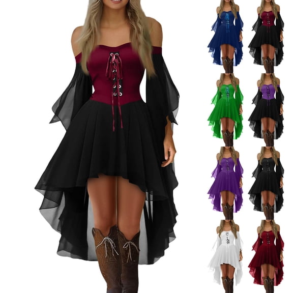HAJWOH Women Witch Dresses Halloween Costumes 2026 Butterfly Sleeve Mesh Outfit Dress