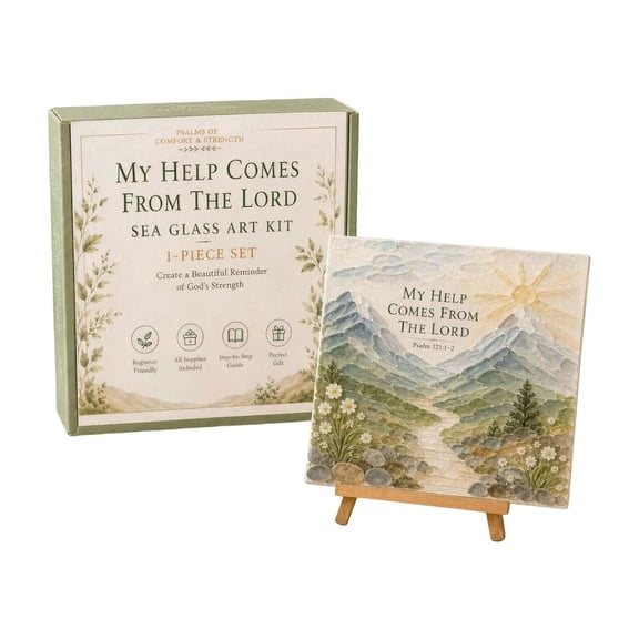 Psalms of Strength Sea Glass Art Kit, DIY Bible Verse Craft Kit with Sea Glass and Painting Board, Inspirational Religious Home Decor for Adults, Christian Gift for Women, Prayer Space and Wall Art