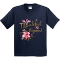 thumbnail image 3 of Inktastic Thankful and Blessed Inspirational Saying with Pink Flowers Youth T-Shirt, 3 of 5