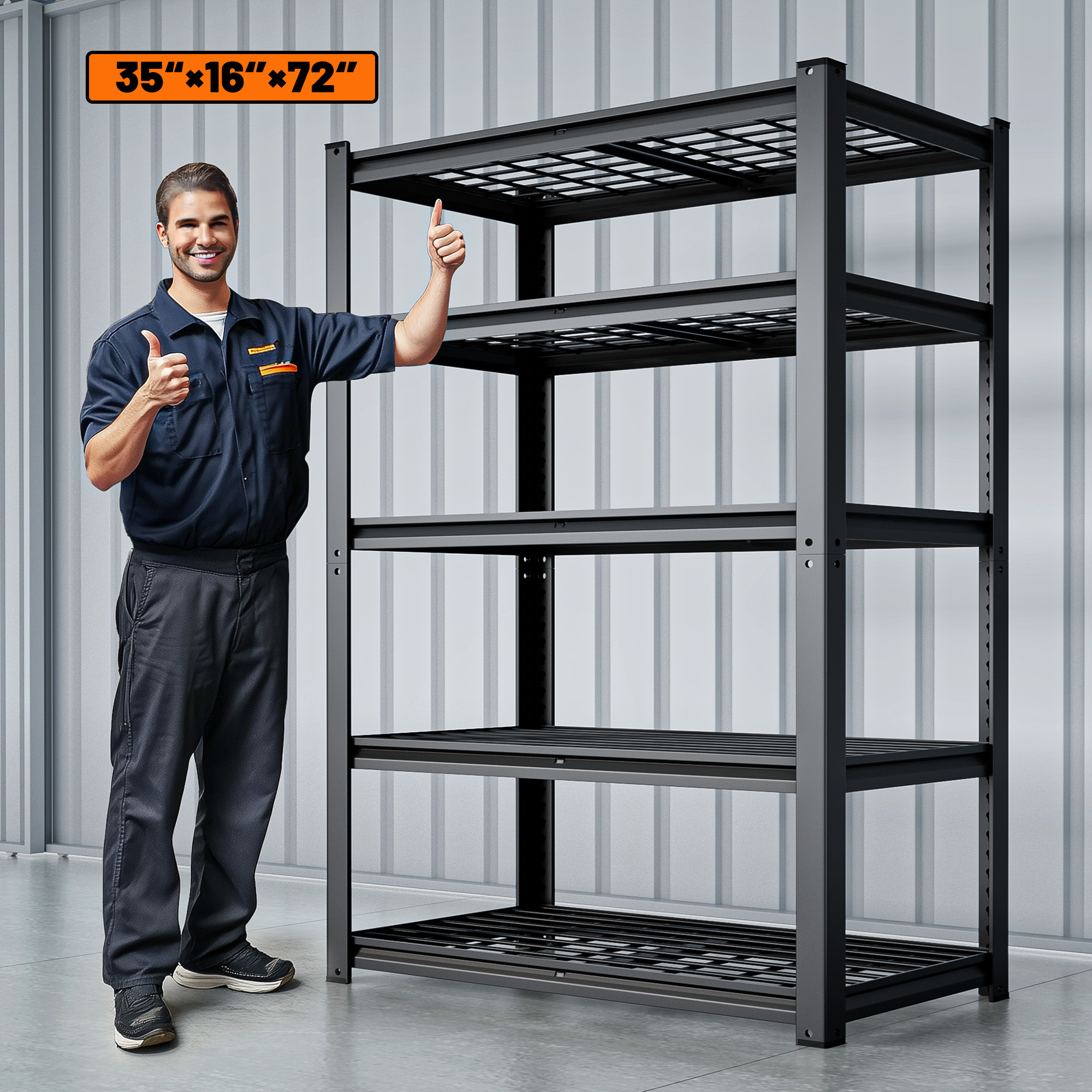 HOKEEPER 5-Tier Heavy-Duty Metal Storage Shelves, 3100 lbs photo 1