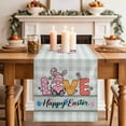 thumbnail image 2 of Table Runner 72 Inches Long for Kitchen Dining, Happy Easter Dresser Scarf Farmhouse, Dining Table Decorations for Wedding/Parties, Watercolor Gnomes Rabbits Eggs Love Green Plaid 14 x 72 In, 2 of 8