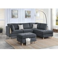thumbnail image 6 of Simple Modern 3pc Sectional Set Charcoal Chenille Fabric Corner Sectional Sofa Reversible L/R Chaise and Ottoman Living Room, 6 of 9