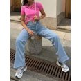 thumbnail image 4 of Straight Jeans Women High Waist Streetwear Light Blue Boyfriend Denim Pants Ladies Wide Leg White Jeans For Women, 4 of 6