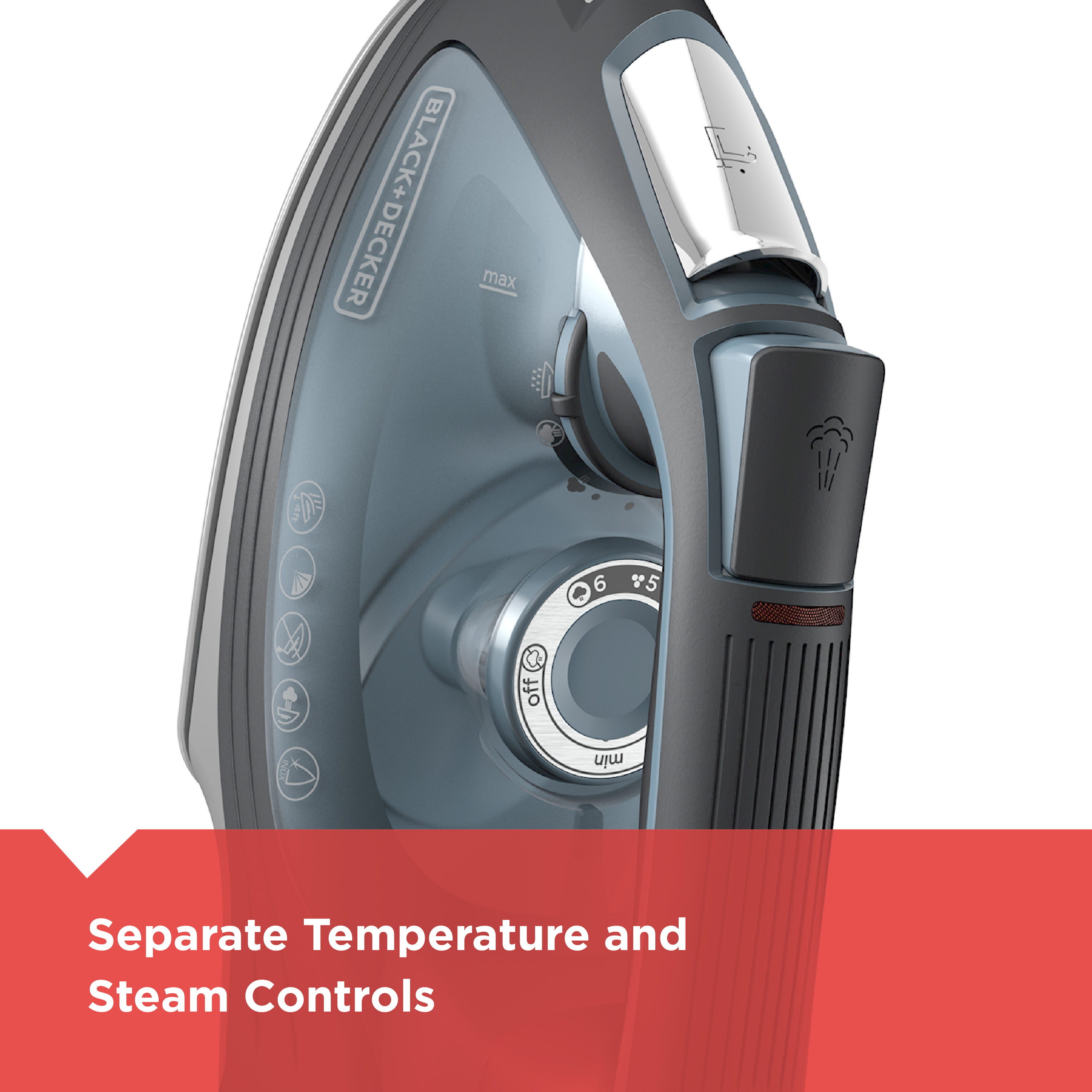 BLACK+DECKER IMPACT Advanced Steam Iron with Maximum Durability and 360° Pivoting Cord, Gray, IR3000 - image 3 of 11