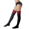 thumbnail image 5 of iB-iP Women's Navy Stripes Sports Football Style Hold-up Thigh High Long Socks, 5 of 7