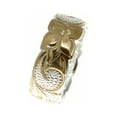 thumbnail image 3 of 925 Sterling silver Hawaiian queen scroll yellow gold plated 2 tone 8mm cut out edge ring size 6.5, 3 of 5