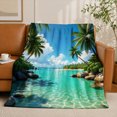 thumbnail image 2 of SPXUBZ Tropical Island Flannel Fleece Blanket Beach Ocean Landscape Throw Blanket Summer Vacation Style Soft Cozy Blanket for Sofa Bed 50"x40", 2 of 5