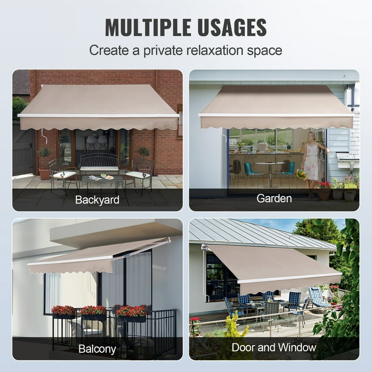 KFFKFF Patio Awning Retractable 13'x8' Awning Sunshade Shelter