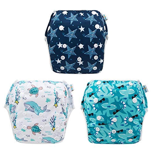 Pañales de natación Babygoal, reutilizables, ajustables, lavables, 6M-3T, paquete de 3