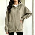 thumbnail image 6 of ClodeEU Women's Long Sleeve Zip Up Drawstring Hoodie Jacket,Casual Loose Sweatshirt Coat with Pocket ,Women's Plus L, 6 of 9