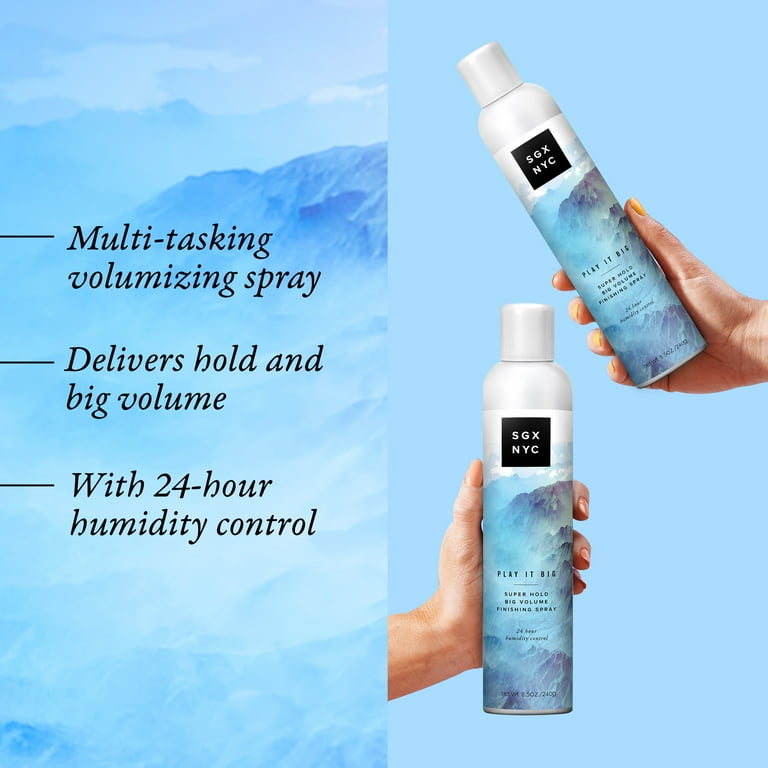 SGX NYC Play It Big Volumizing Hair Spray, Zero Frizz, Extra Shine