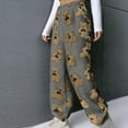 thumbnail image 4 of Women's Cute Teddy Bear Plush Pajama Pants, Soft Fleece-lined Warm Comfortable Plush Pants, Casual Lounge Wear,Gray,M, 4 of 8