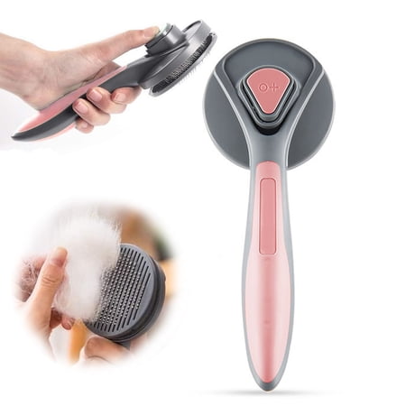 Kitten Slicker Brush Pet Self Cleaning Shedding Brush Massage Combs for Cats and Dogs - pink