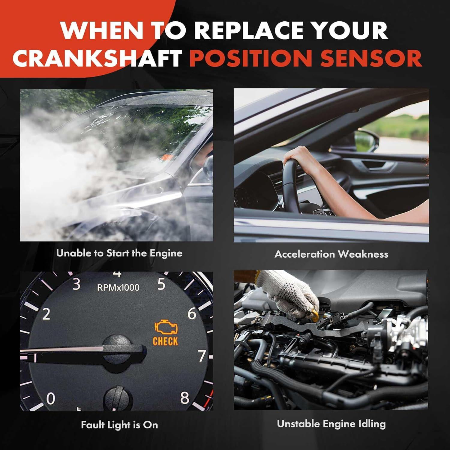 A-Premium Crankshaft Position Sensor For Ford/Lincoln 3.5L 3.7L Engines - F-150, Explorer, Mustang 1 thumbnail image