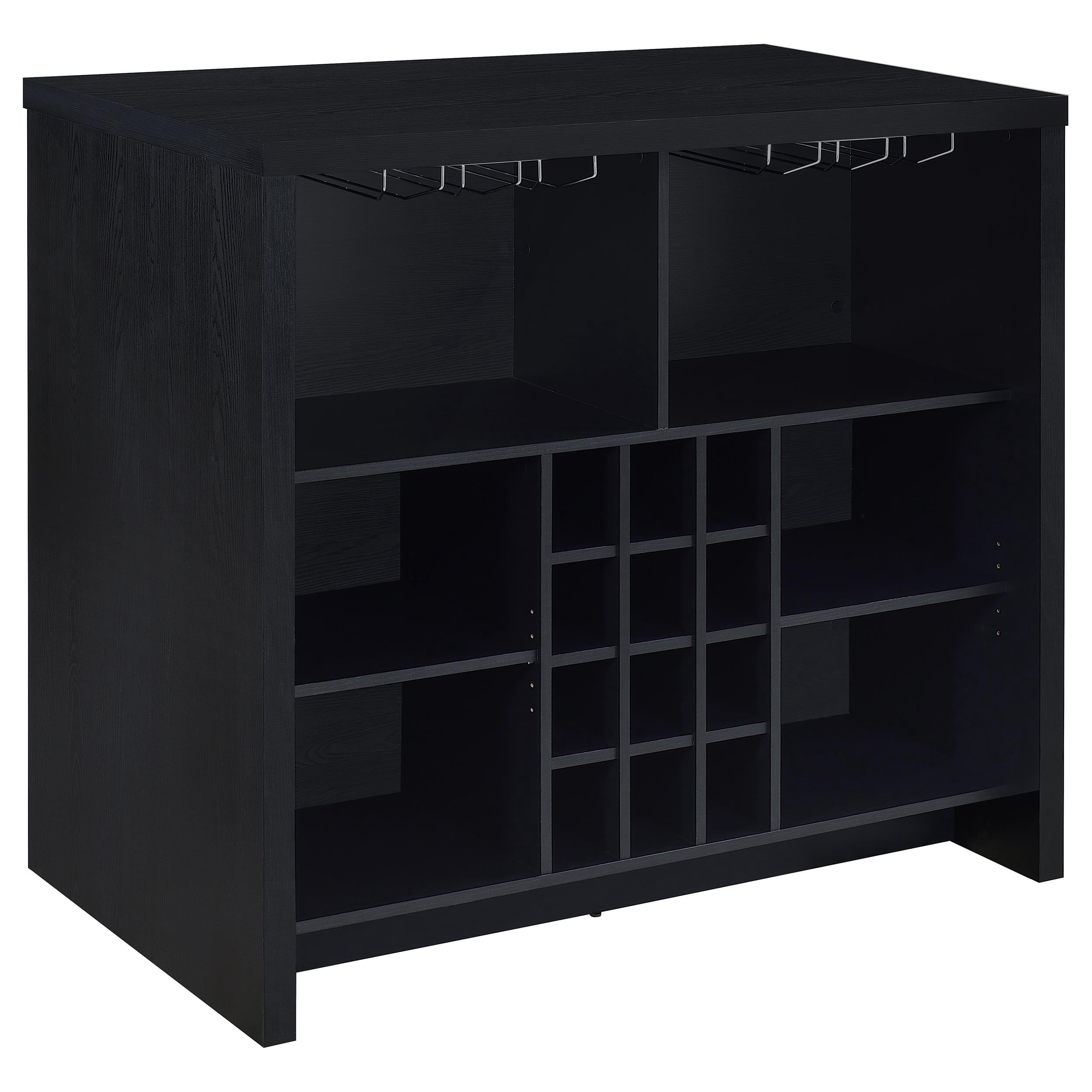 Irving Black Freestanding Home Bar with Open Storage