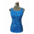thumbnail image 3 of Women Glitter Sequin Sleeveless Vest Tank Tops Party Cocktail Clubwear Shirt Dark blue YIWEI, 3 of 11