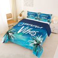 thumbnail image 2 of Castle Fairy Brush Stroke Summer Palm Poster Full Size Comforter Sets 3-Piece,Hand Letter Sky Blue Tropical Wall Art Bedding Comforter Set,Teal White,Reversible,1 Comforter and 2 Pillowcases, 2 of 6