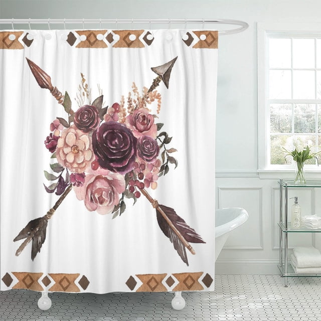 ABPHQTO Cortina de ducha de acuarela mano Boho flechas y flores para boda aniversario 152x180 cm ABPHQTO PKNMT60x72Shower-7120