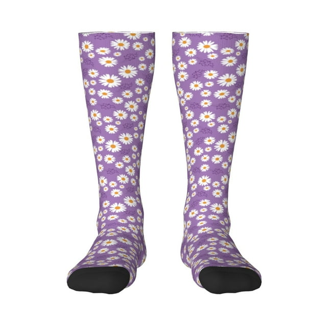 Gaeub Chaussettes Design Fleurs Imprimé Chaussettes Hautes Extensibles pour Hommes Femmes Adolescents, Chaussettes de Softball Soccer pour Randonnée, Sport