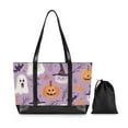 thumbnail image 7 of FORMRS Canvas Laptop Tote Bag for Women with 15.6" Computer Compartments Shoulder Handbag, Purple Cute Halloween, 7 of 7