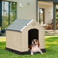 thumbnail image 5 of Dextrus Spacious Large Plastic Dog House with Air Vents and Elevated Floor, Weather Resistant Easy Assembly Outdoor Indoor Dog house（34.5"L*31"W*32"H,Gray + Brown）, 5 of 9