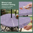 thumbnail image 5 of Round Outdoor Tablecloth with Umbrella Hole and Zipper, Purple Tablecloth with Elastic Waterproof, Farmhouse Vintage Purple Solid Color Modern Patio Table Covers for 45" - 54" Picnic Pool Tables, 5 of 9