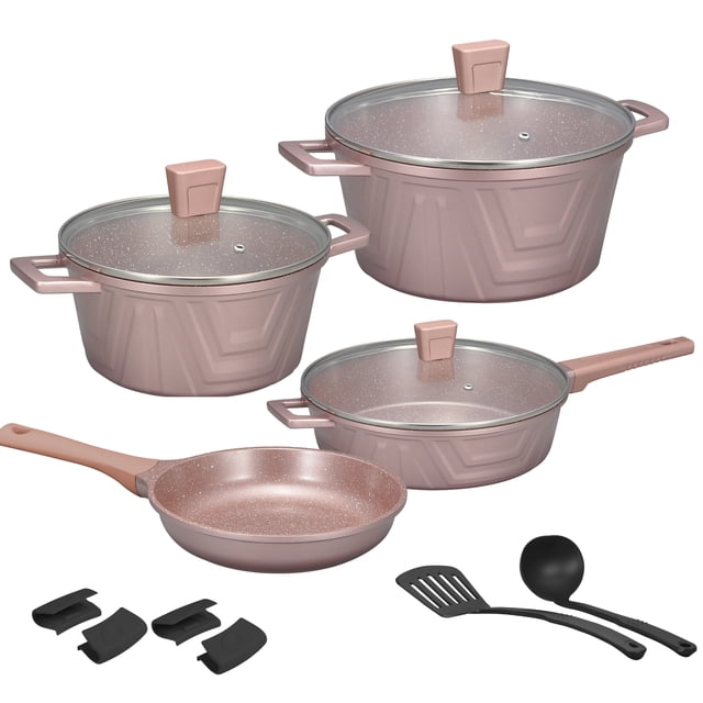 Batería de Cocina Antiadherente de Mármol Kochstelle Basics Modern 13 Piezas Rosa