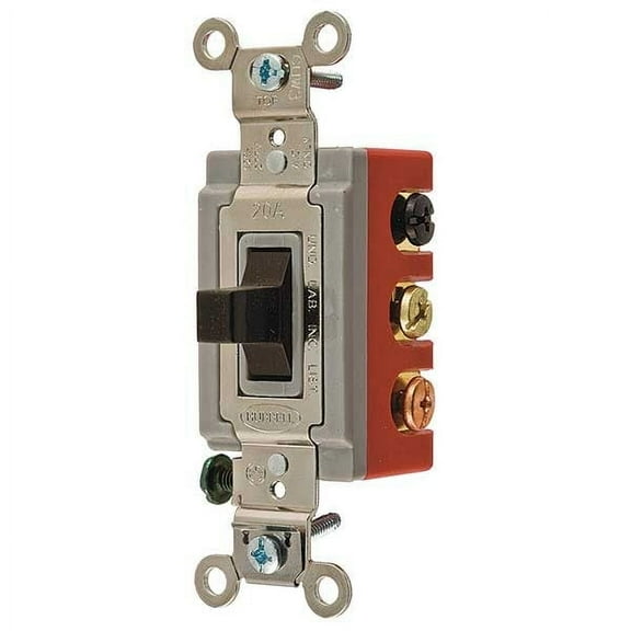 Hubbell Wiring Device-Kellems WllSwtch,Brwn,20A;Bk;Sd,DblPole/DblThrow HBL1386