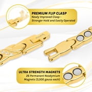 MagnetRX® Ultra Strength Magnetic Bracelets for Women – Double Magnet Stainless Steel Crystal Bracelet for Women – Adjustable Bracelet Length with Sizing Tool (Gold)