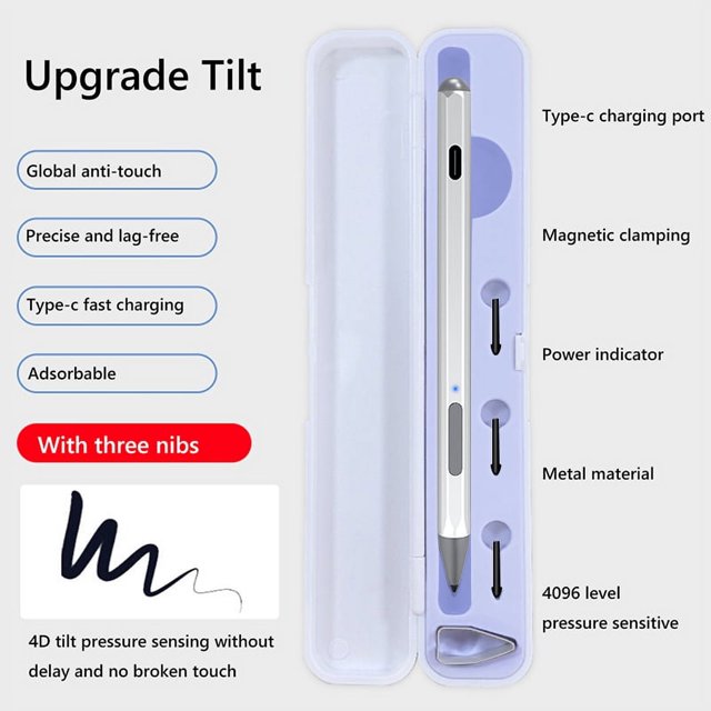 Tablet Stylus 4096 Sensible a la presión para Microsoft Pro 9/8/7/6/5 (Plata)