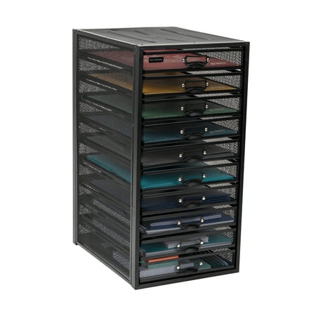 Mind Reader - 10 Compartments Mesh Desk Organizer - Black