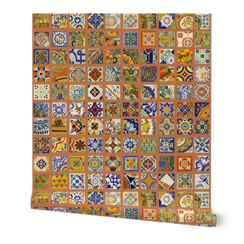 Wallpaper Roll Talavera Mexican Tile Colorful Bold 24in x 27ft