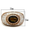 thumbnail image 2 of IP Rose Gold(Ion Plating) Brass Ring with Synthetic Synthetic Glass in Brown for Women Style GL203, 2 of 4