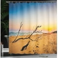 thumbnail image 4 of Ambesonne Scenery Shower Curtain, Sunrise at a Sea Shore, 69"Wx84"L, Blue and Sand Brown, 4 of 5