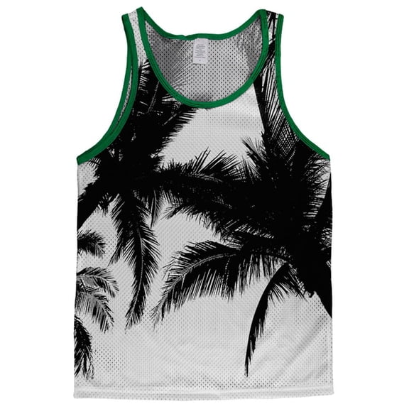 Black and White Palm Trees Adult Mesh Jersey White-Kelly X-LG