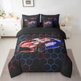 thumbnail image 3 of Manfei Racing Car 7-Piece Twin Bedding Sets,Modern Geometric Hockeycomb Bedding Comforter Set,Red Blue Black Sheet Sets For Boys Kids,Ultra Soft Home Decor Reversible, 3 of 9